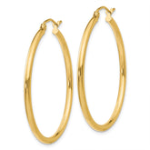 14k 2x35mm Polished Lightweight Tube Hoop Earrings